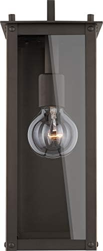 Capital Lighting 934611OZ Hunt Urban/Industrial Clear Glass Rectangular Outdoor Wall Lantern, 1-Light 100 Watt, 15" H x 6" W, Oiled Bronze
