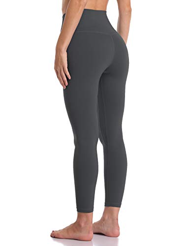 Yunoga Women's Soft High Waisted Yoga Pants Tummy Control Ankle Length Leggings (S, Charcoal Grey) #TOP2