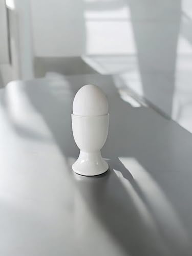 Provance 6er Set Eierbecher aus Porzellan in weiß im schlichten Design passend für alle Küchen Frühstückstisch Eierhalter Eierständer Maße: 7cm Höhe und 4,6 cm Breite