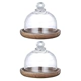BESPORTBLE Kleiner Dessertteller mit Glasdeckel – 2 Stück Kleiner Kuchenplatte für Snacks Trockenfrüchte und Süßigkeiten Serviertablett für Zuhause Party und Hochzeit