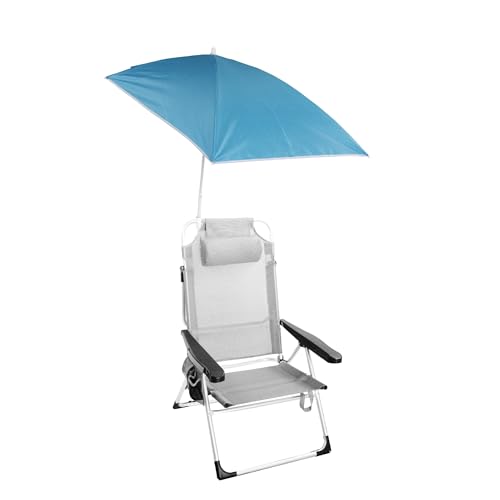 Pincho Sombrilla Tipo Vela Silla de Playa con rotacion 360 Grados y Doble posicion de Anclaje, Proteccion Solar UPF, Estructura Ligera Plegable Ideal para Pescar Leer y Actividades al Aire Libre