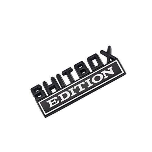 Shit Box Edition Emblem, 3D Letter Sticke, Car Exterior Emblems Badge 3D Sticker Decal, 3D Fender Badge Decal Car Truck Replacement For All Cars Bumper Window (Black&White) #TOP20