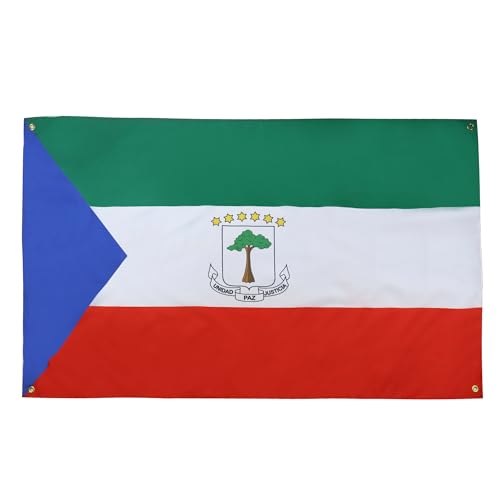 AZ FLAG Drapeau Guinée équatoriale 150x90 cm avec 4 oeillets, Pavillon Équato-Guinéen pour balcon ou mur