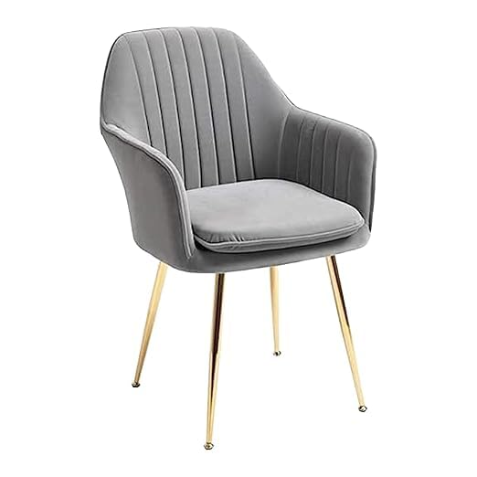 Image of Set of 2 Velvet Dining Chairs, Cushion Seat Chair for Living Room Bedroom Restaurant, Modern Contemporary Upholstered with Polished Rosegold Metal Legs (Dark Grey)