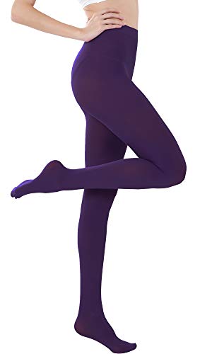 Image of HeyUU Women's 80D Ultra Soft Opaque Tights, High Waist Solid Color Footed Pantyhose with 29 Colors