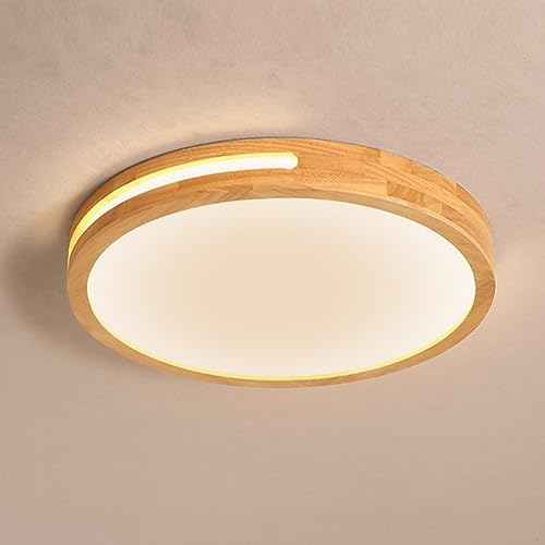 LIGKIN LED Lámpara de Techo de Madera 24W Plafones Redondo Moderna 3000K Blanca Cálida Luz LED Techo Doble Capa Diseño Creativo de Acrílica por Cocina Dormitorio Salón Corredor Oficina Ø30cm