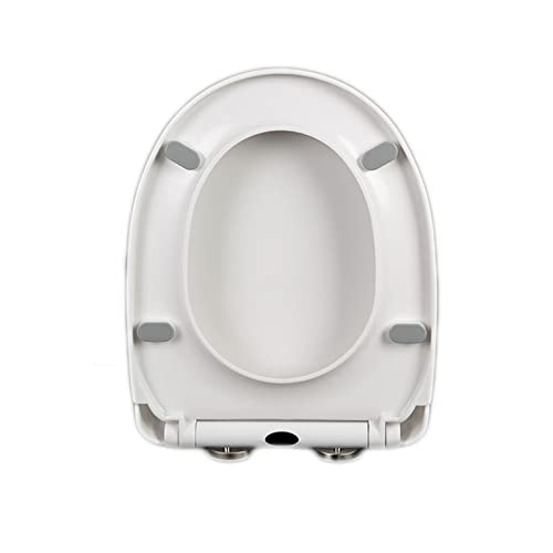 ViLLeX Toilet Seat White D Shape Toilet Seat Soft Close Toilet Seat, Quick Release, Top Fixing Easy Installation, Standard D Shape Toilet Seat (420mm x 340mm)