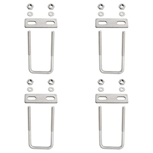 Square U-Bolt 1.77"(45mm) Inner Width U Bolts Brackets 304 Stainless Steel M8 with Nut, Plate, Washer for Car/RV/Trailer Bumper,4 Sets
