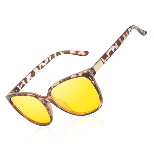 IGnaef® Women Night Vision Pro Glasses for Driving Anti Glare Polarized Yellow Nighttime Glasses IF8093
