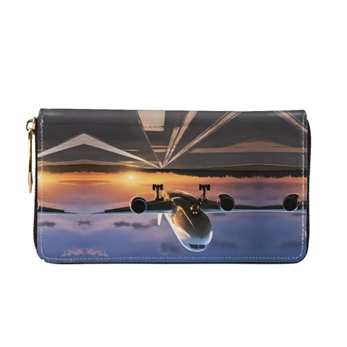 (airport) Print Women's Long Wallet Clutch with Zipper Multiple Card Slots Coin Pocket Elegant Ladies Purse2