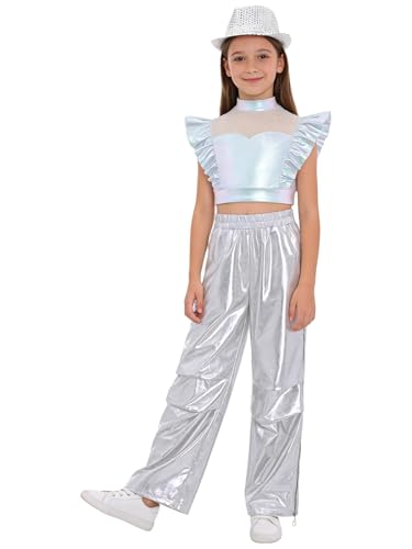 Disfraz de Baile Disco Niña Plata 6 Años miniatura 1