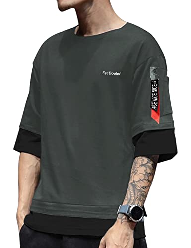 Image of EYEBOGLER Loose fit White Small Size T-Shirt for Men(S-t322-WHBL) EYEBOGLERMenRegularT-Shirt