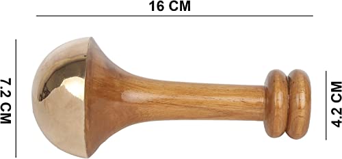 HEALTHANDWEALTH Ayurvedic Kansa Wand Face Foot and Body Massager - Set of Kansa Wand Comfortable Grip & Deep Relaxation Massage Tool Teak Wood Handle (Natural) - Image 4