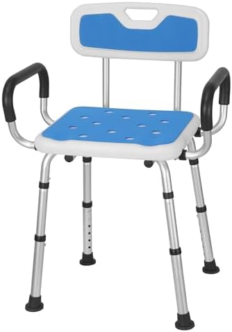 Careboda Shower Chair Seat with Eva Soft Cushion Back and Seat, Bath Seat with 6 Adjustable Height and Tool-Free Assembly for Inside Shower, Anti Slip for Safety for Seniors, Adults & Disabled