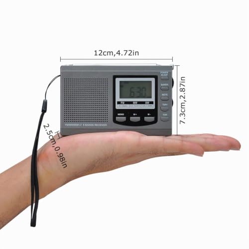 Songway Full Band Radio AM/FM/SW DSP Radio Haut-Parleur stéréo Affichage LCD Réveil Minuterie Sommeil Radio de Poche Démodulation numérique Meilleure réception avec antenne télescopique (Grey) – vue 2