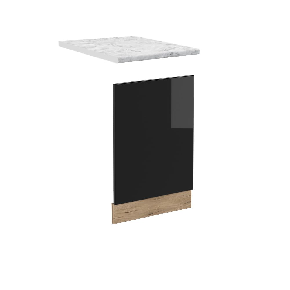 Vicco Front panel Raul, Black high gloss, 45 cm, WT Marble, for flexible combination within modular kitchen systems — image 1