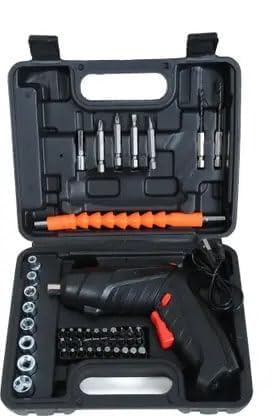 Image of 47 Pcs Electric Screwdriver Bit Set, 4.2V 3.2Nm, Front LED Light, Flexible Shaft, 3.2Nm Maximum Torsion Power Screwdriver with USB Rechargeable Cable Carrying Case, for Household Repair Tool (A+)