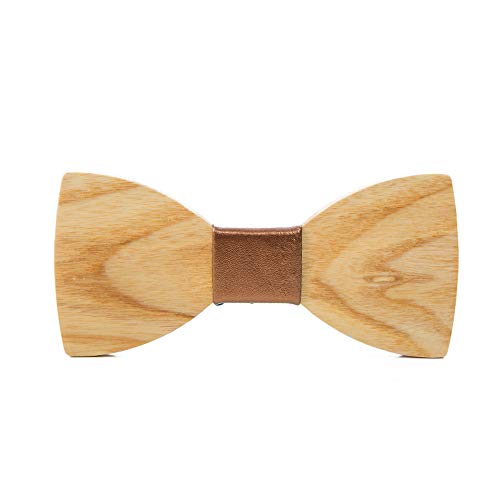 Durui Handmade Customized Solid Wood Bow Tie Creative Wedding Wooden Bowtie With Gift Box (Fraxinus+Leather Special) #TOP3