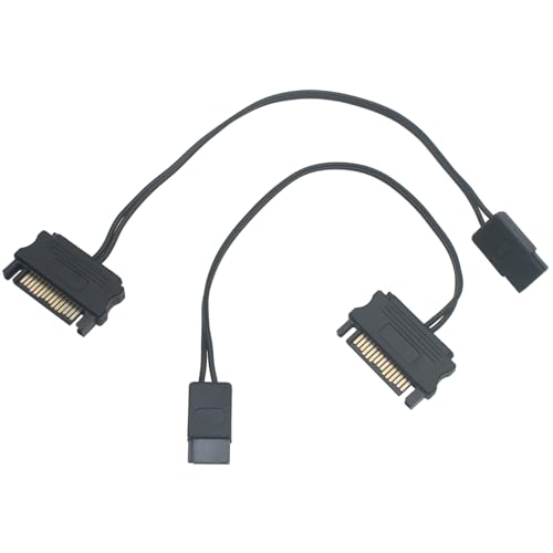 SYCZIOHU 17 CM SATA 15-Pin Male to 6-Pin Female Slimline Power Adapter Cable for DVD, BLURAY, CD and HDD (2 PCS)