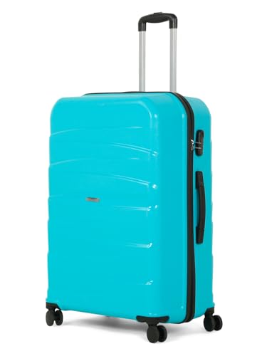 Image of Teakwood Large Size 8 Wheels Trolley Bag, Hard Cabin with Zipper Closure, Adjustable Push Button & TSA Lock System 360 Degree (Large, Aqua Green)
