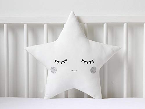 The Purple Tree Velvet Cute Silver Moon and Star Crib Cushion Set for Babies - (Silver, 16x16 inch) Pack of 2 - Image 3 thumbnail