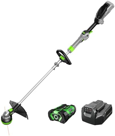 best electric weed eater that will transform your gardening experience 5 EGO Power+ ST1511T 15-Inch 56-Volt Lithium-Ion Cordless POWERLOAD String Trimmer Kit with Telescopic Aluminum Foldable Shaft, 2.5Ah Battery and Charger Included, Black