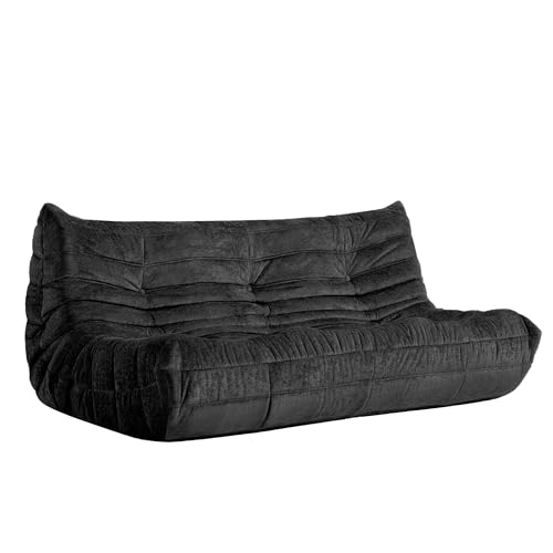 Image of Bean Bag Chair, 3 Seater Fireside Chair, Giant Bean Bag Chairs for Adults, Lazy Large Floor Bean Bag Sofa for Living Room, Bedroom, Dorm, Office(Black)