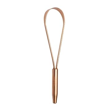 HealthAndYogaTM qLoop Copper Tongue Cleaner - Easy One Hand Use - Larger Surface Coverage - Ayurvedic Copper Health for Fresh Breath and Total Oral Hygiene Single