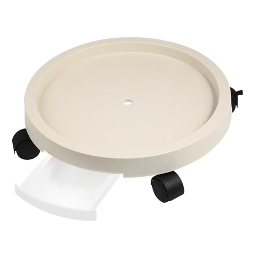 UPKOCH Plateau pour Plantes en Pot à roulettes pour Intérieur avec Soucoupe Plastique Épais 29 Cm Beige, Support Mobile Stable avec Récupération D’Eau pour Pots Lourds