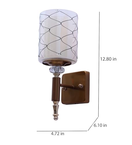 Image of ELAINTE Premium Wall Light | | Elegant Glass Wall Lamp for Living Room & Hallway | 3 Years Warranty | Free Bulb (Lunara-Single)