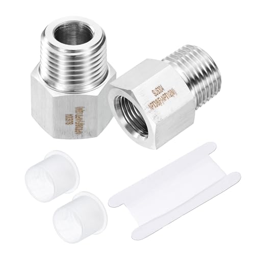 Image of uxcell 2 Pcs Pipe Fitting Reducer Adapter 1 /2 inch NPT Male Pipe x 3 /8 inch NPT Female Pipe Stainless Steel Adapter Pressure Gauge Connector for Oil Air Gas Hydraulic Systems