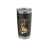 Funny Boxer Dog Smoking Cigarette Whisky Lover Funny Dog Stainless Steel Insulated Tumbler