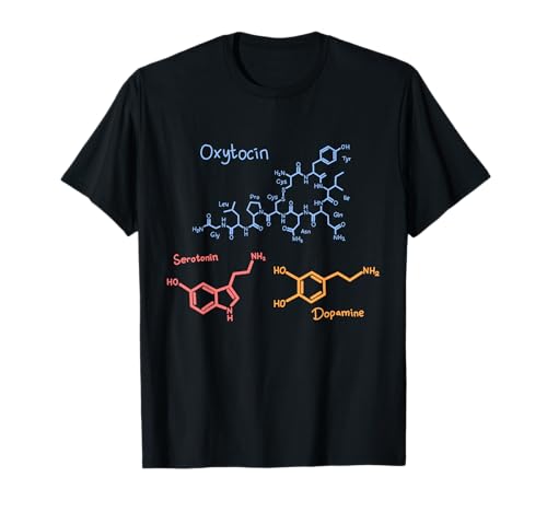 Brain Function Designs Dopamine Oxytocin Serotonin T-Shirt - Unisex-Adults, Black,