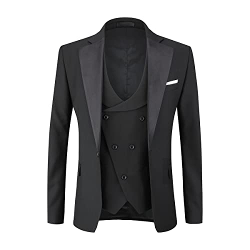 Cloudstyle Mens 3 Piece Suit Single Breasted Vest Jacket Pants Sets2