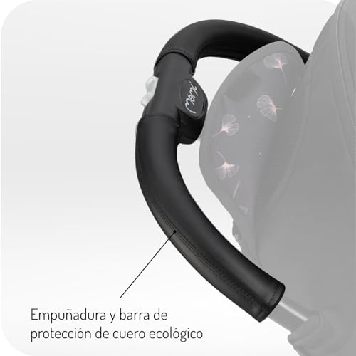 MoMi ESTELLE LIGHT PLUS a partir de los 6 meses (hasta 22 kg), silla de paseo plegable con arnés de 5 puntos, cesta de la compra, barra telescópica, se mantiene de pie plegada - imagen 5