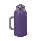 Zak Designs 64oz Genesis Flex Double Wall Vacuum Insulated Water Bottle 18/8 Stainless Steel Non BPA, Leak Proof Flex Lid with Straw and with Built-In Carry Handle, Viola