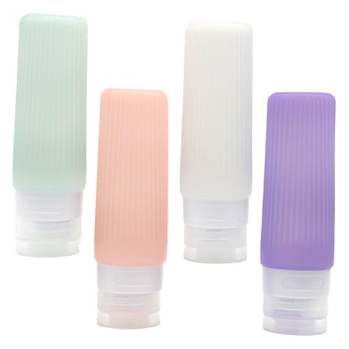 FONDOTIN 4個 シリコーントラベル装瓶 漏れ防止密閉設計 軽量携帯用シャンプーボトル 化粧品小け容器 浴室便利グッズ