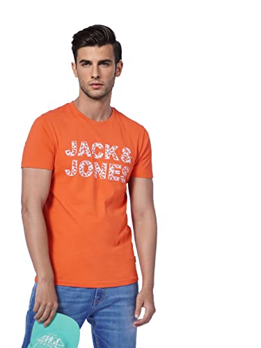Image of Jack & Jones Men's Cotton Blend Typography Regular Fit Crew Neck Hoody