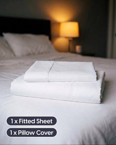 Image of Sleepy Town Twin Size Bed Sheets - 2 Piece - NO Flat Sheet Included - Twin Sheet Set - Soft, Comfy & Cooling - Easy Care - Wrinkle & Fade Resistant - Brushed Microfiber - Deep Pocket Sheets (White)