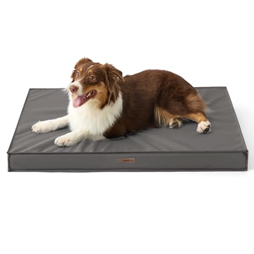 Image of LE SURE Outdoor Waterproof Dog Beds Medium Size,Orthopedic Pet Mat,30x20In | Crate Pad for Dogs with Oxford Fabric Surface,Removable Washable Cover,Egg Foam Kennel Pads,Non slip Bottom,Grey