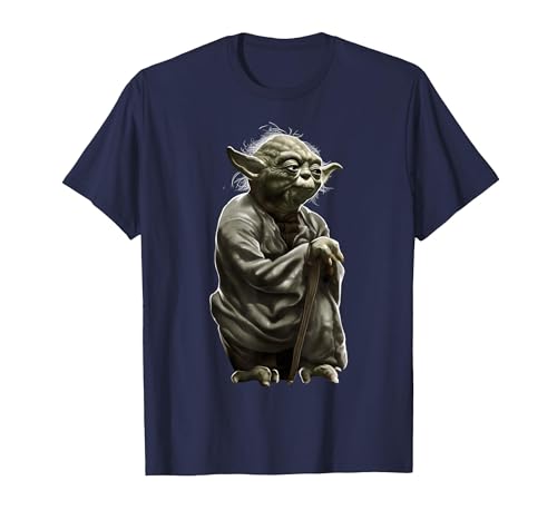 T-Shirt Graphique Star Wars Yoda Crouching Portrait T-Shirt, Homme, Bleu Marine, L