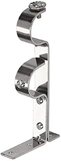 HomeHarmony® Pack of 2 Double Curtain pole Holder Hanging Bracket Set Heavy Duty Metal made to fit up to 28mm Diameter Curtain Pole (Silver)