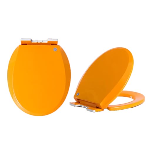 Giural Abattant WC avec Frein De Chute Forme O, 36 * 41Cm Coloré Cuvette Toilette avec Frein De Chute, Couvercle De Lunette WC Antibactérien, Abattants WC Universelle,Orange