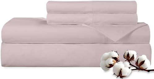ROYALE LINENS 300 Thread Count 100% Long Staple Combed Cotton Sheet Set - 4 Piece Full Bed Sheets - 1 Fitted, 1 Flat, 2 Pillow Cases -Soft Cool & Crisp Sheet Set (Full, Lavender) - Thumbnail 4