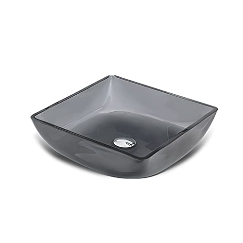 Lavabo de baño de cristal templado gris antical para instalar sobre encimera 2
