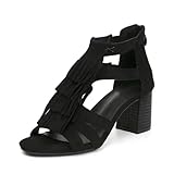 Women's Fringe Tassel Sandals - 7cm Block Heel Bohemian Summer