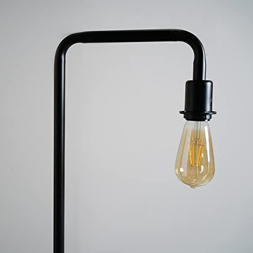 MiniSun Industrial Black and Chrome Metal Floor Lamp with a White Marble Base