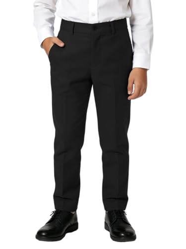 YuanLu Flat Front Dress Pants for Toddler Boy Black Size 2T