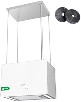 CIARRA Island Cooker Hood 48cm 700m³/ h CBCS4850 LED Display WIFI&Touch Control Ceiling Hood 4-Speed with Booster Recirculating&Ducting Kitchen Extractor Fan