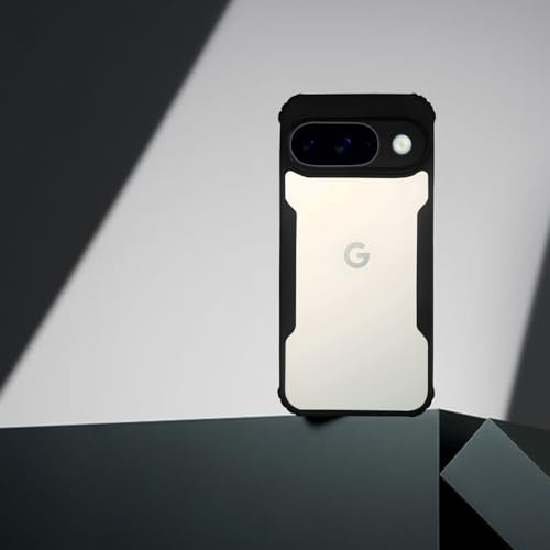 Image of AIBEX Crystal Clear Back Cover Case for Google Pixel 9 5G | 360 Degree Protection | Shock Proof Design | Transparent Back Cover Case (PC & TPU, Black Bumper)